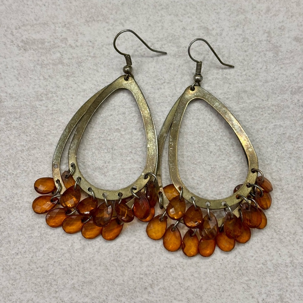 Charlotte Russe Gold and Orange Teardrop Earrings